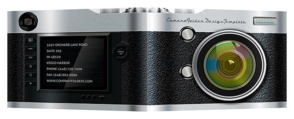 Camera Pocket Folder Design Template (Front and Back View)
